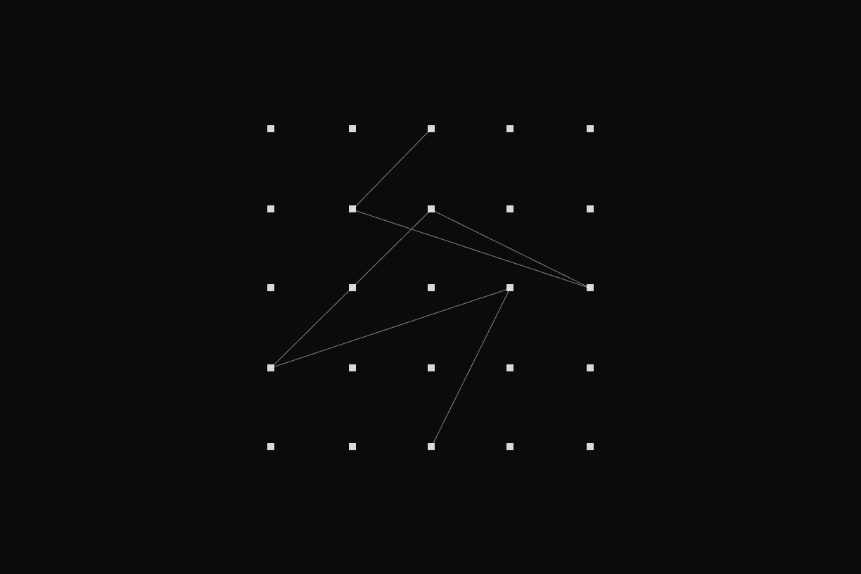 a grid of nodes with a line connecting some of them